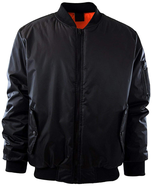 Mens Bomber Jacket Puffy, Warm MA-1 Flight 100% Water Resistant